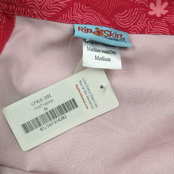 Rip Skirt MED Pink Tropics Hibiscus Skirt NWT 201 Length 2 Beach Swim Hawaiian - Picture 3 of 3